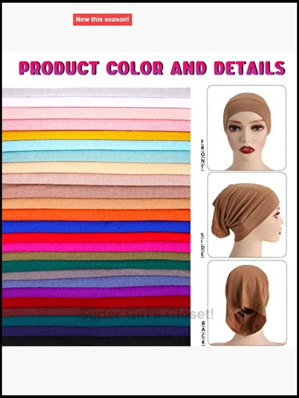 Stretch Solid Knit Hijab Caps 25-Pack Breathable Cotton Unisex Dreadlock Cap